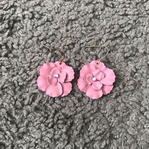 Pink Flower Earrings